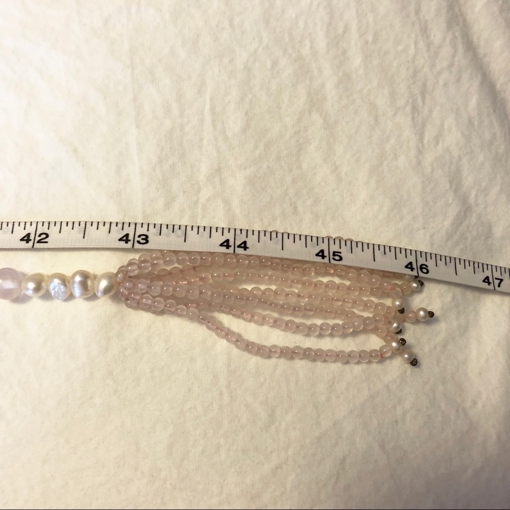 Stunning freshwater pearls rose quarts lariat - Picture 5 of 8